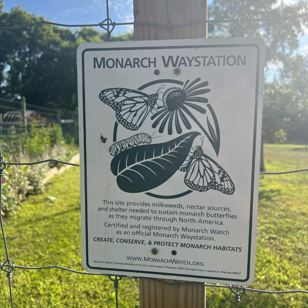 A sign for a monarch waystation.