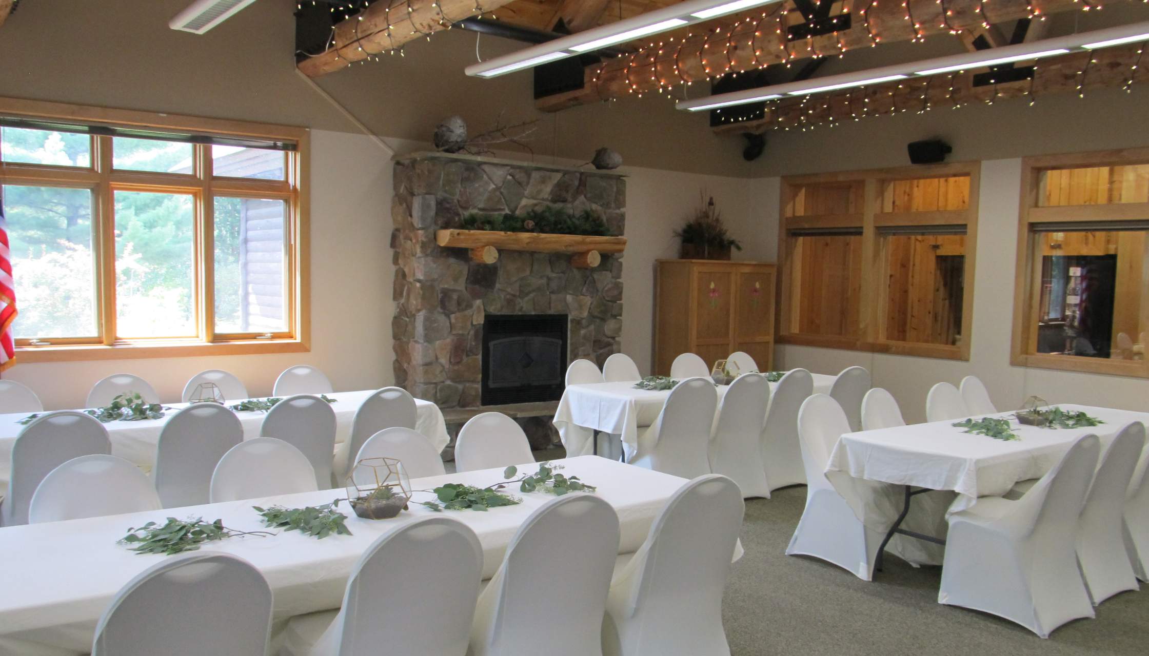 The fireside room at Northland Arboretum.